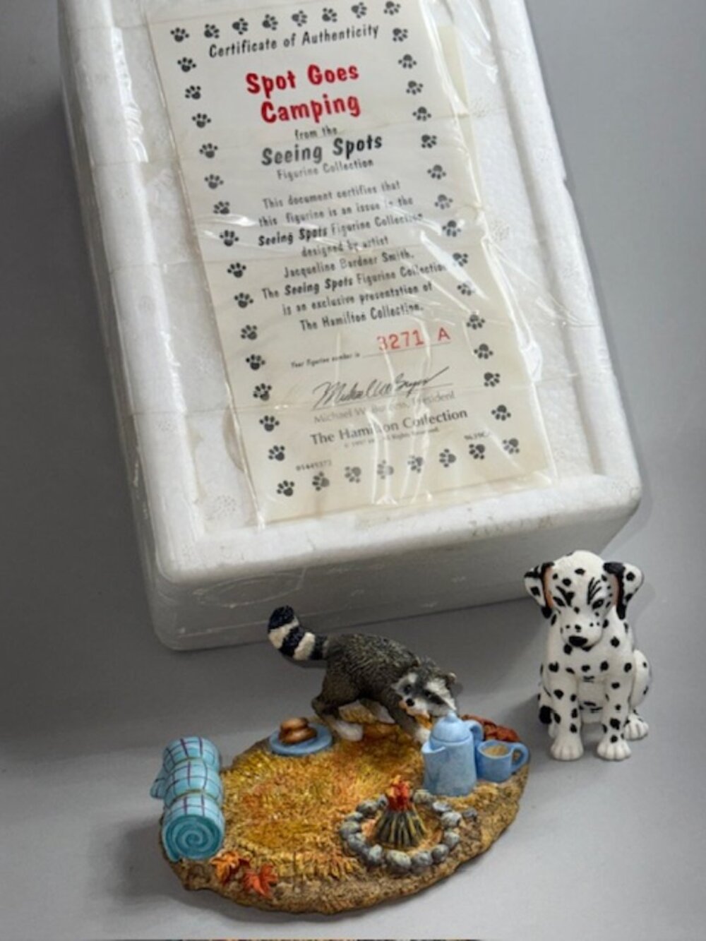 Vintage Dalmatian Figurine Hamilton Puppy Dog Anthropomorphic Spot Goes Camping